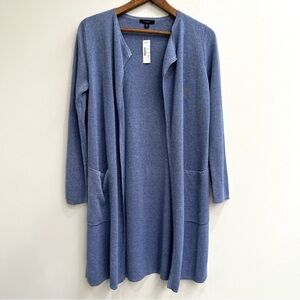 J. Crew Juliette collarless sweater-blazer in linen blend long line Blue Sz XS